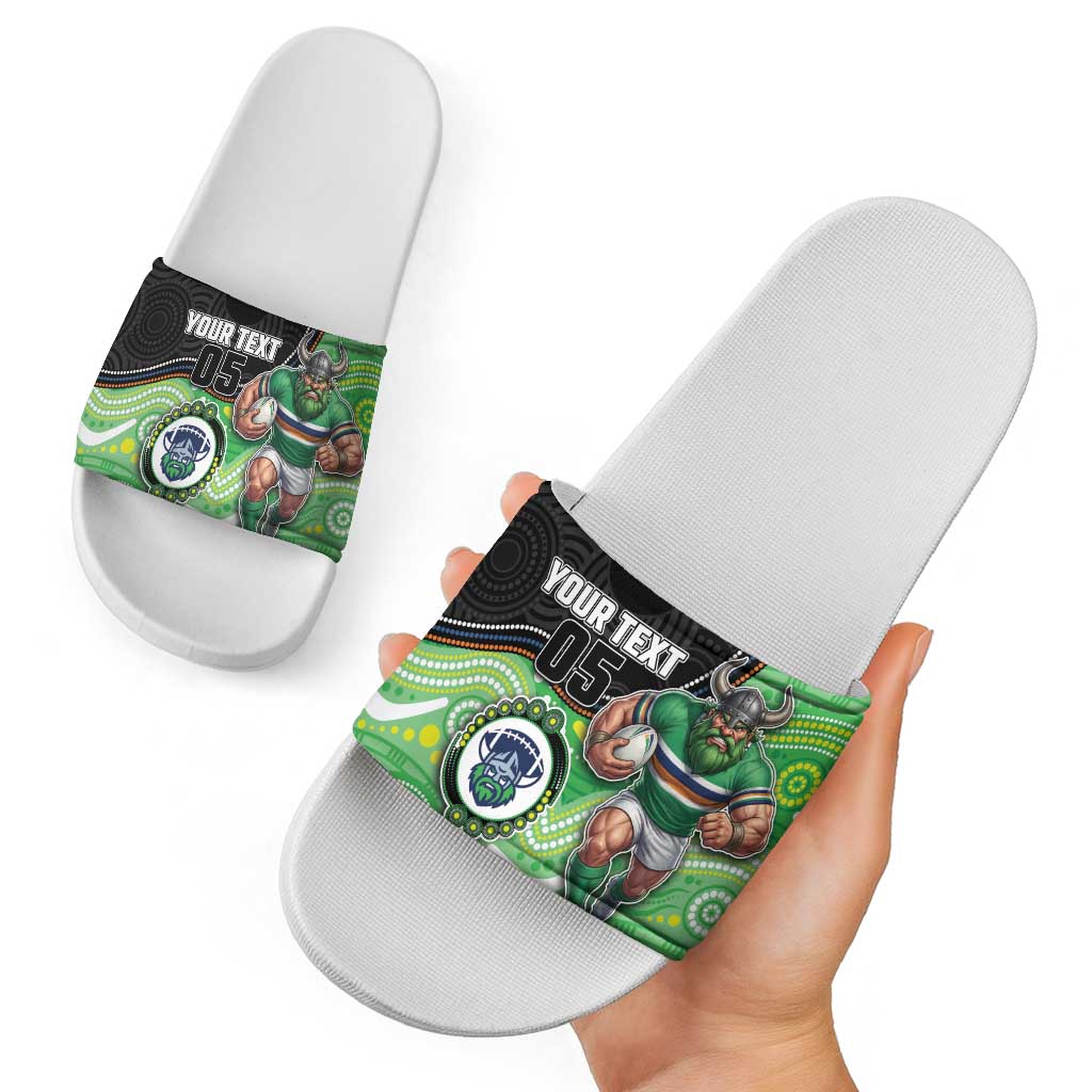Custom Raiders Slide Sandals Viking Mascot With Aboriginal Indigenous