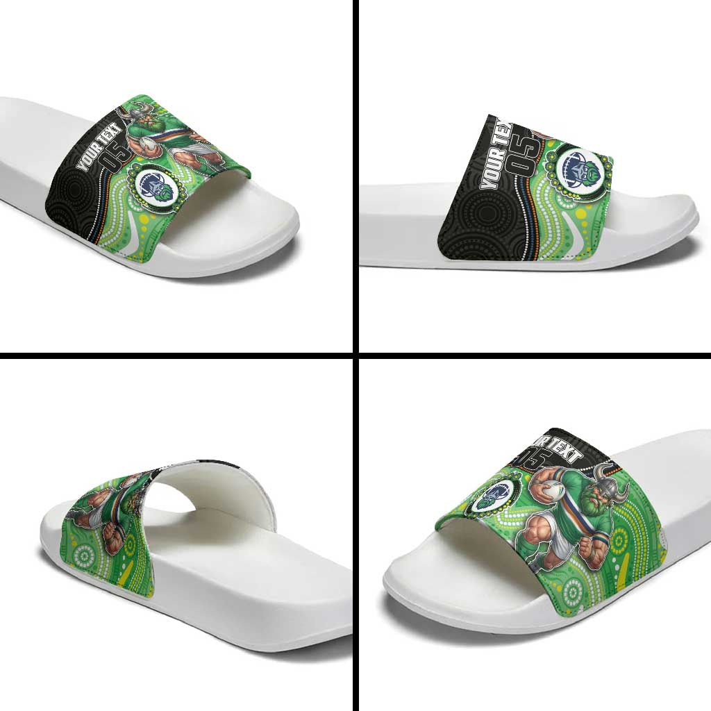 Custom Raiders Slide Sandals Viking Mascot With Aboriginal Indigenous