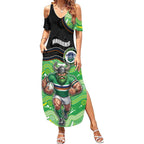 Custom Raiders Summer Maxi Dress Viking Mascot With Aboriginal Indigenous