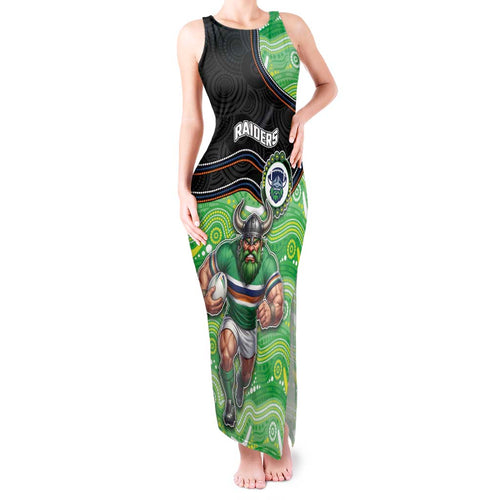 Custom Raiders Tank Maxi Dress Viking Mascot With Aboriginal Indigenous
