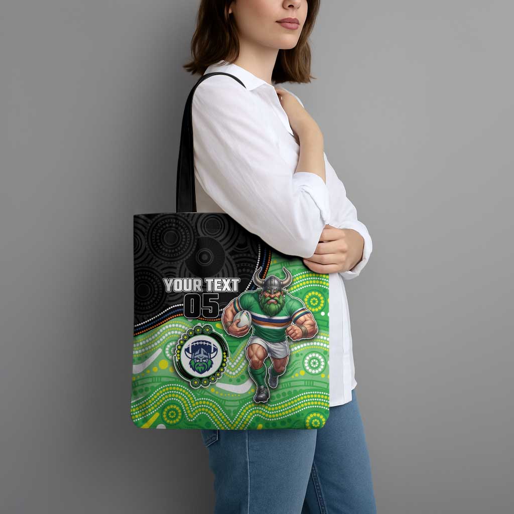 Custom Raiders Tote Bag Viking Mascot With Aboriginal Indigenous