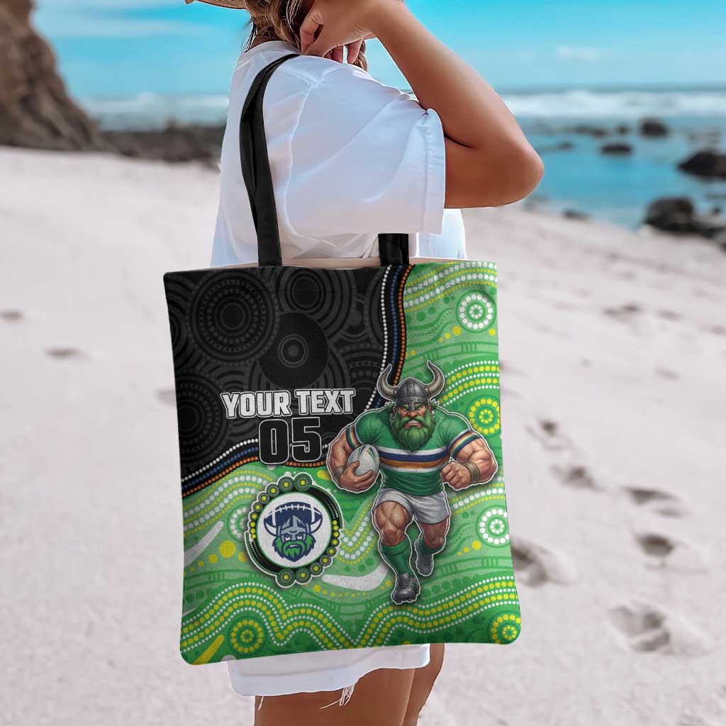 Custom Raiders Tote Bag Viking Mascot With Aboriginal Indigenous