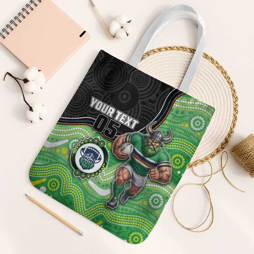 Custom Raiders Tote Bag Viking Mascot With Aboriginal Indigenous