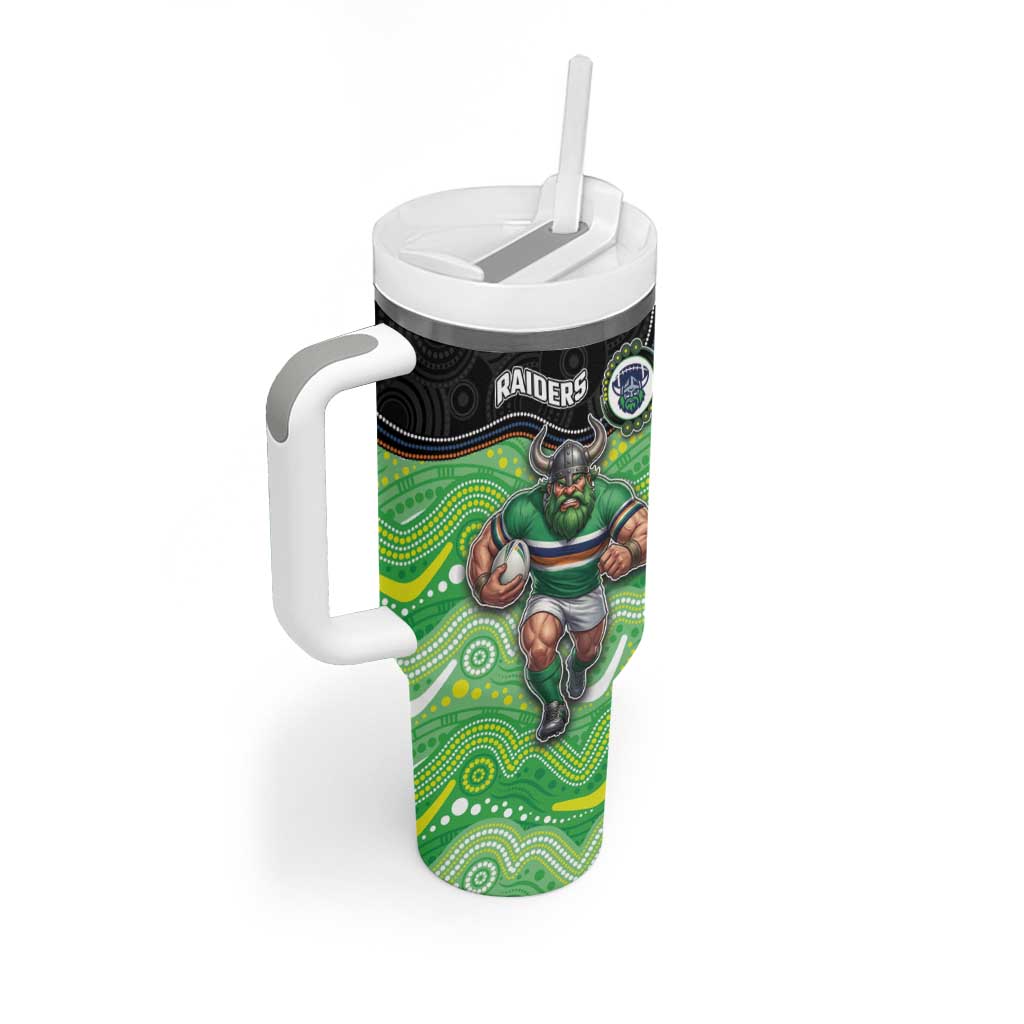 Custom Raiders Tumbler With Handle Viking Mascot With Aboriginal Indigenous