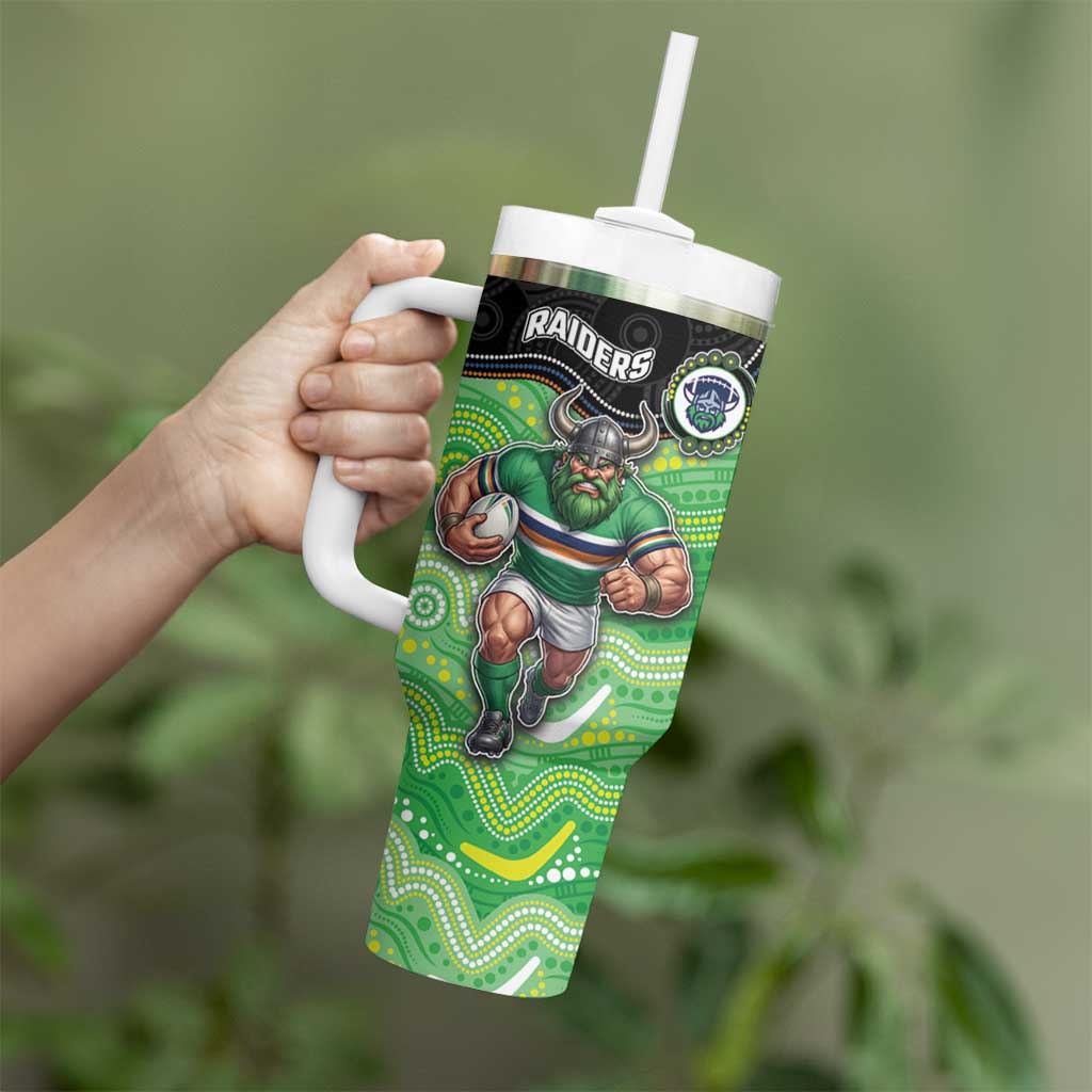 Custom Raiders Tumbler With Handle Viking Mascot With Aboriginal Indigenous