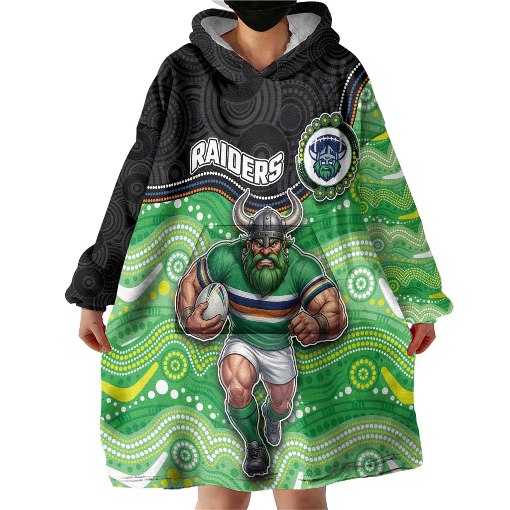 Custom Raiders Wearable Blanket Hoodie Viking Mascot With Aboriginal Indigenous