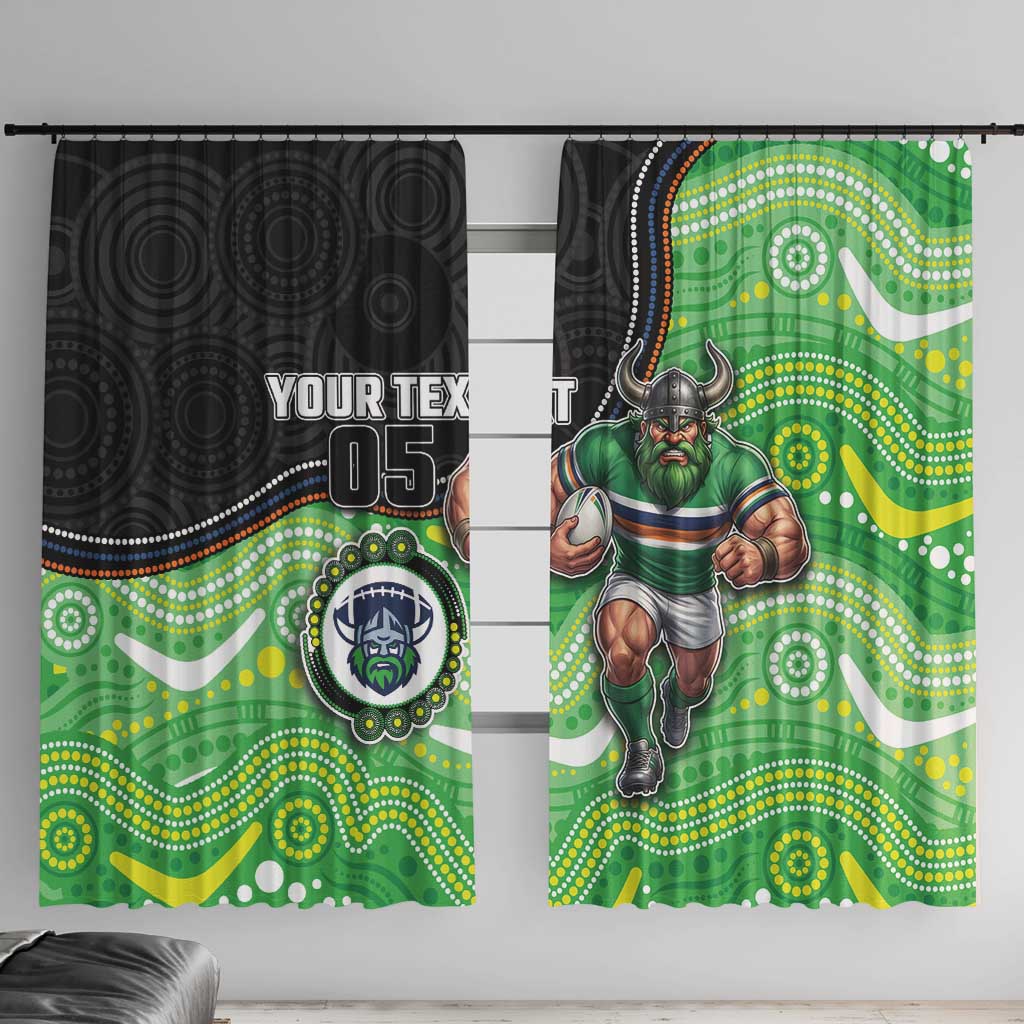 Custom Raiders Window Curtain Viking Mascot With Aboriginal Indigenous