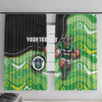 Custom Raiders Window Curtain Viking Mascot With Aboriginal Indigenous