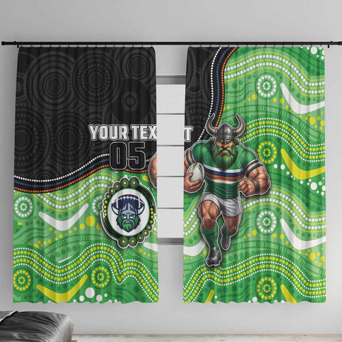 Custom Raiders Window Curtain Viking Mascot With Aboriginal Indigenous