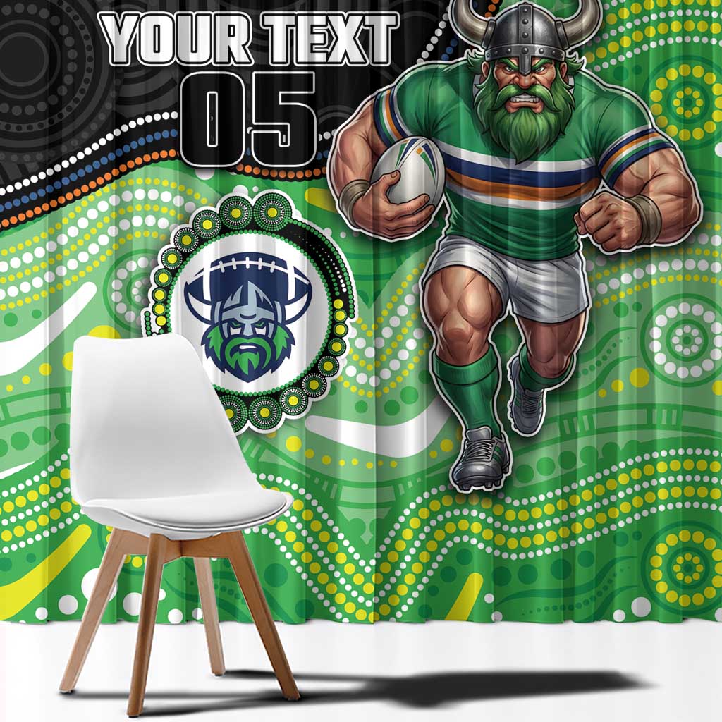 Custom Raiders Window Curtain Viking Mascot With Aboriginal Indigenous