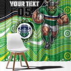 Custom Raiders Window Curtain Viking Mascot With Aboriginal Indigenous