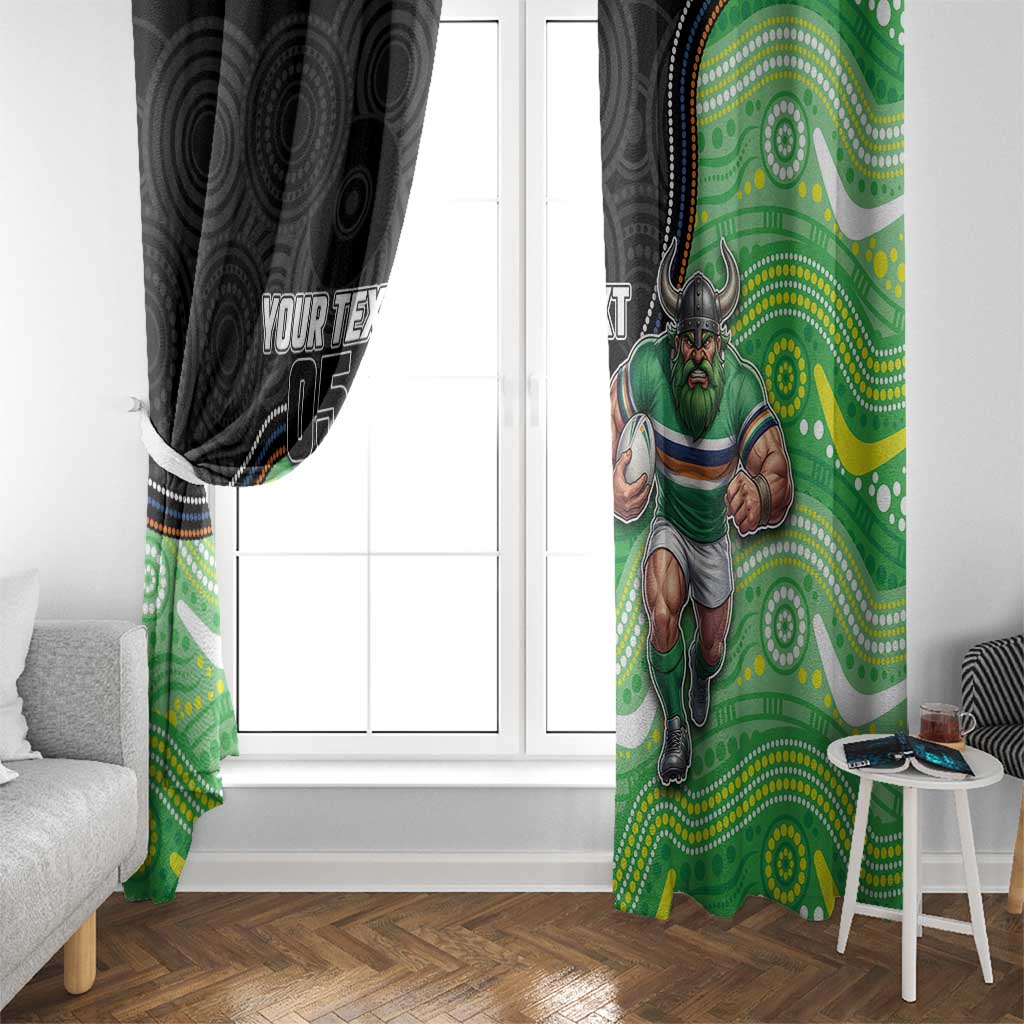 Custom Raiders Window Curtain Viking Mascot With Aboriginal Indigenous