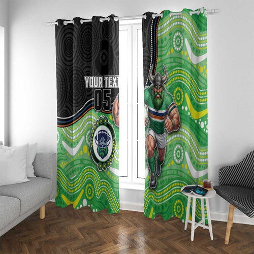 Custom Raiders Window Curtain Viking Mascot With Aboriginal Indigenous