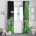 Custom Raiders Window Curtain Viking Mascot With Aboriginal Indigenous