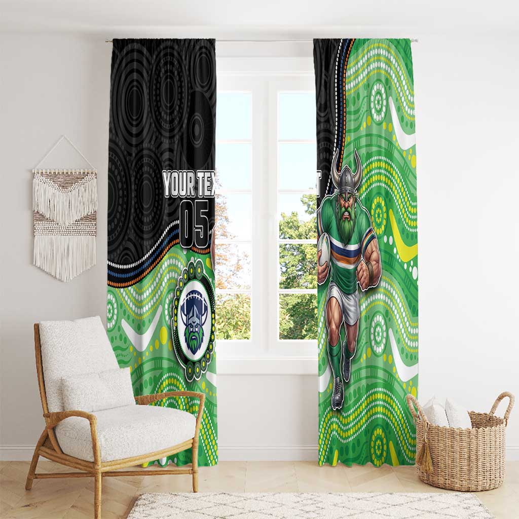 Custom Raiders Window Curtain Viking Mascot With Aboriginal Indigenous