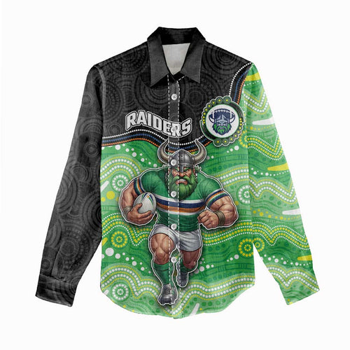 Custom Raiders Women Casual Shirt Viking Mascot With Aboriginal Indigenous