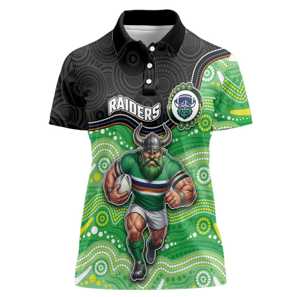 Custom Raiders Women Polo Shirt Viking Mascot With Aboriginal Indigenous