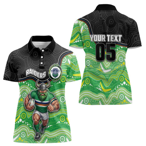 Custom Raiders Women Polo Shirt Viking Mascot With Aboriginal Indigenous