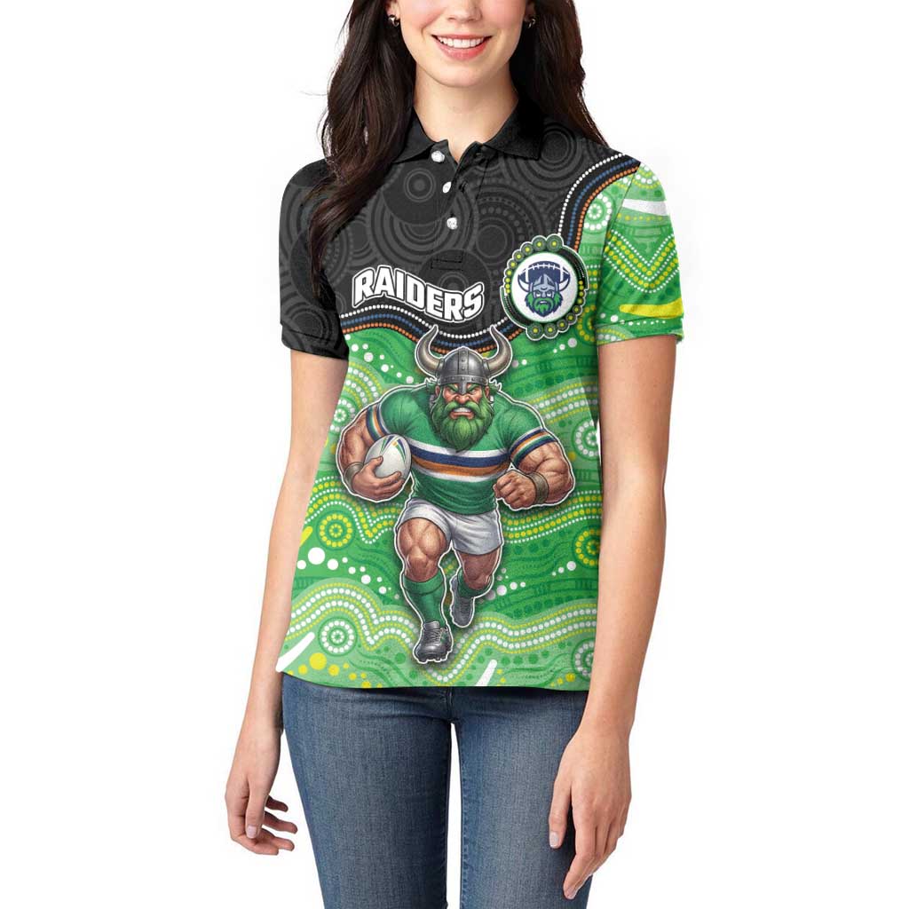 Custom Raiders Women Polo Shirt Viking Mascot With Aboriginal Indigenous
