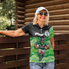Custom Raiders Women Polo Shirt Viking Mascot With Aboriginal Indigenous