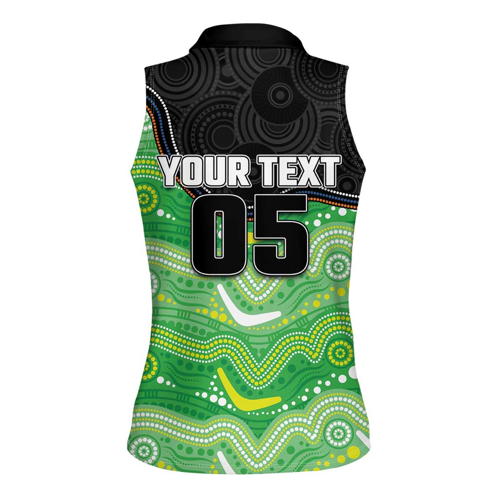 Custom Raiders Women Sleeveless Polo Shirt Viking Mascot With Aboriginal Indigenous