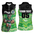 Custom Raiders Women Sleeveless Polo Shirt Viking Mascot With Aboriginal Indigenous