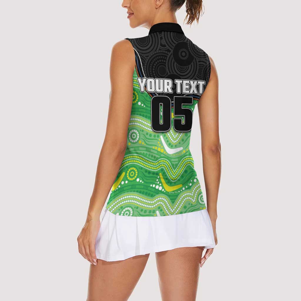 Custom Raiders Women Sleeveless Polo Shirt Viking Mascot With Aboriginal Indigenous