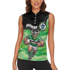 Custom Raiders Women Sleeveless Polo Shirt Viking Mascot With Aboriginal Indigenous