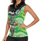 Custom Raiders Women Sleeveless Polo Shirt Viking Mascot With Aboriginal Indigenous