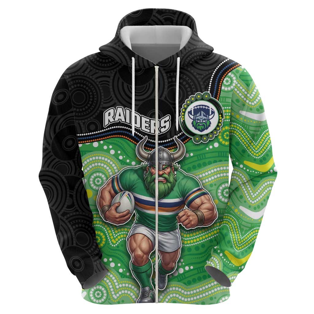 Custom Raiders Zip Hoodie Viking Mascot With Aboriginal Indigenous