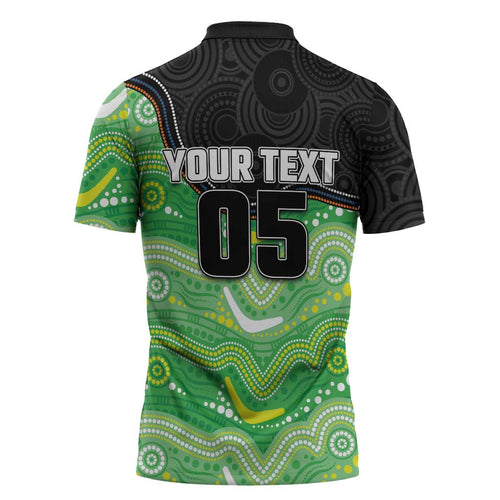 Custom Raiders Zipper Polo Shirt Viking Mascot With Aboriginal Indigenous