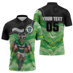 Custom Raiders Zipper Polo Shirt Viking Mascot With Aboriginal Indigenous