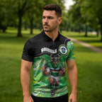 Custom Raiders Zipper Polo Shirt Viking Mascot With Aboriginal Indigenous