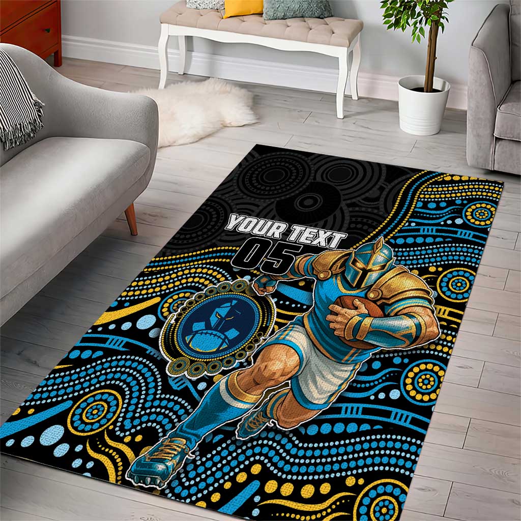 Custom Titans Area Rug Knight Mascot With Aboriginal Indigenous