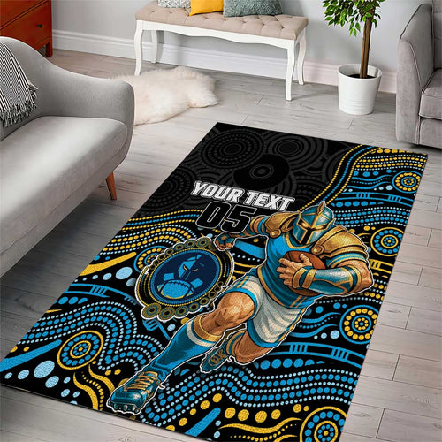 Custom Titans Area Rug Knight Mascot With Aboriginal Indigenous