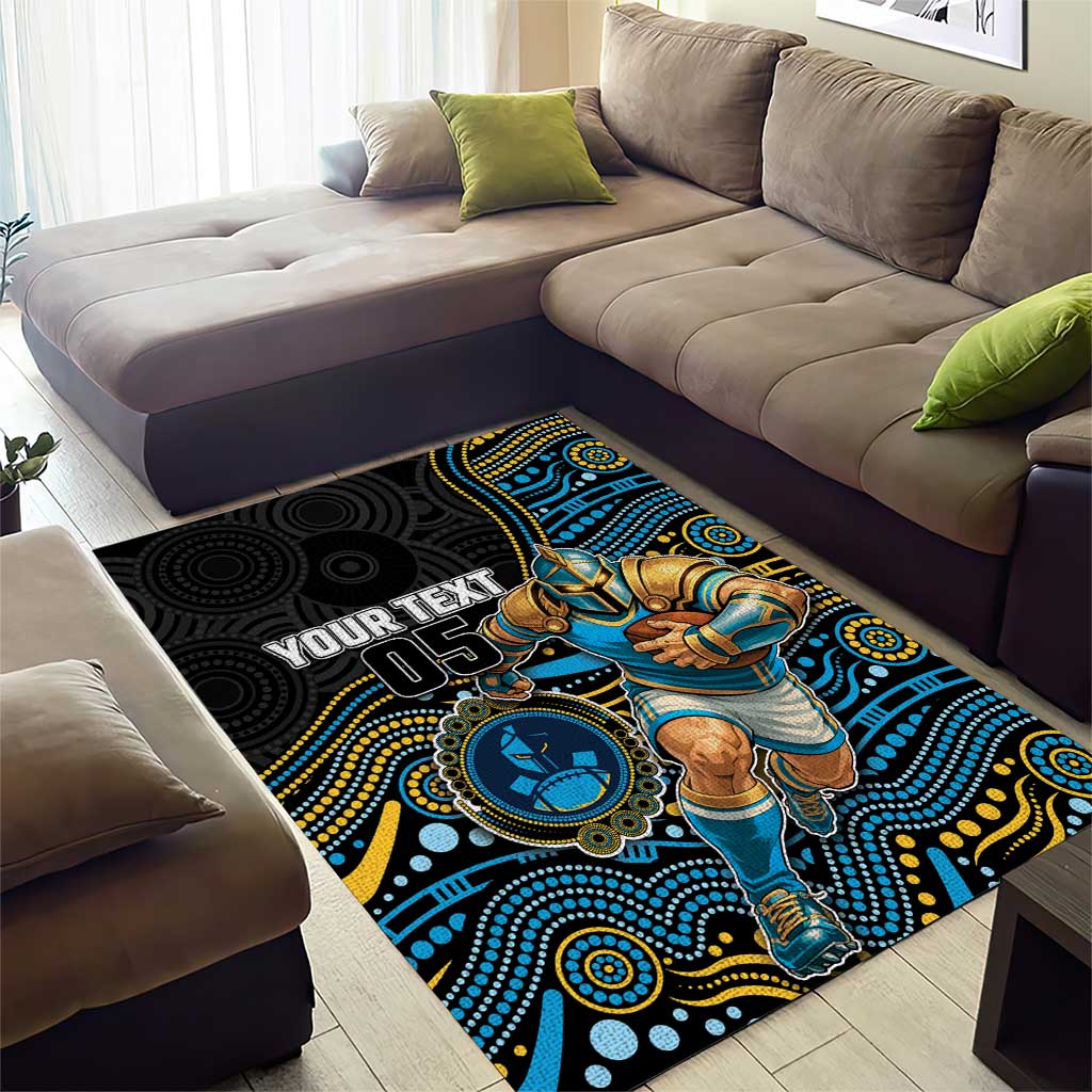 Custom Titans Area Rug Knight Mascot With Aboriginal Indigenous