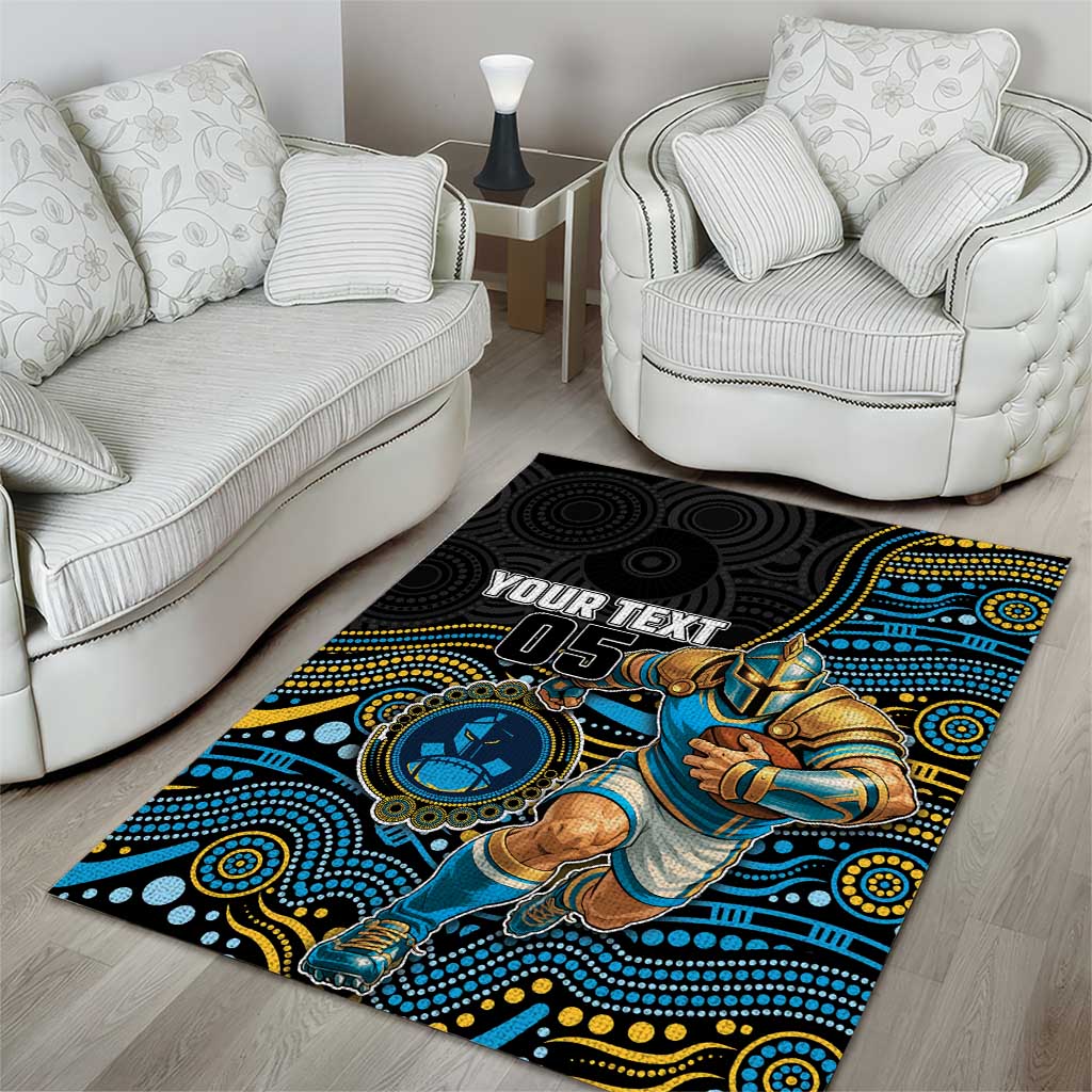 Custom Titans Area Rug Knight Mascot With Aboriginal Indigenous