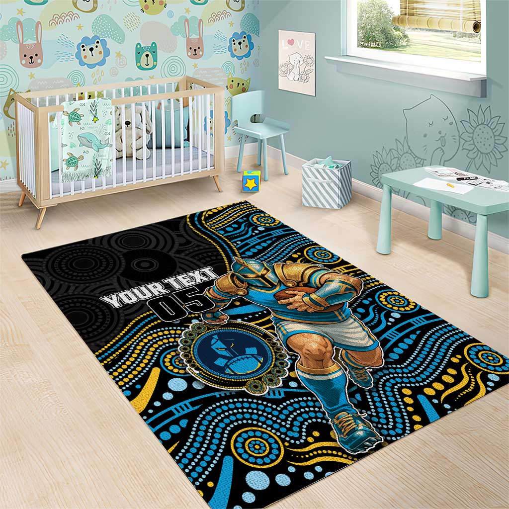 Custom Titans Area Rug Knight Mascot With Aboriginal Indigenous