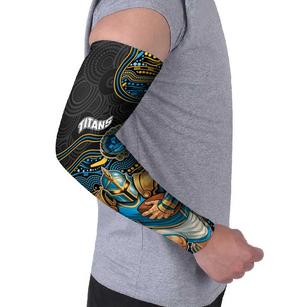 Custom Titans Arm Sleeves Knight Mascot With Aboriginal Indigenous