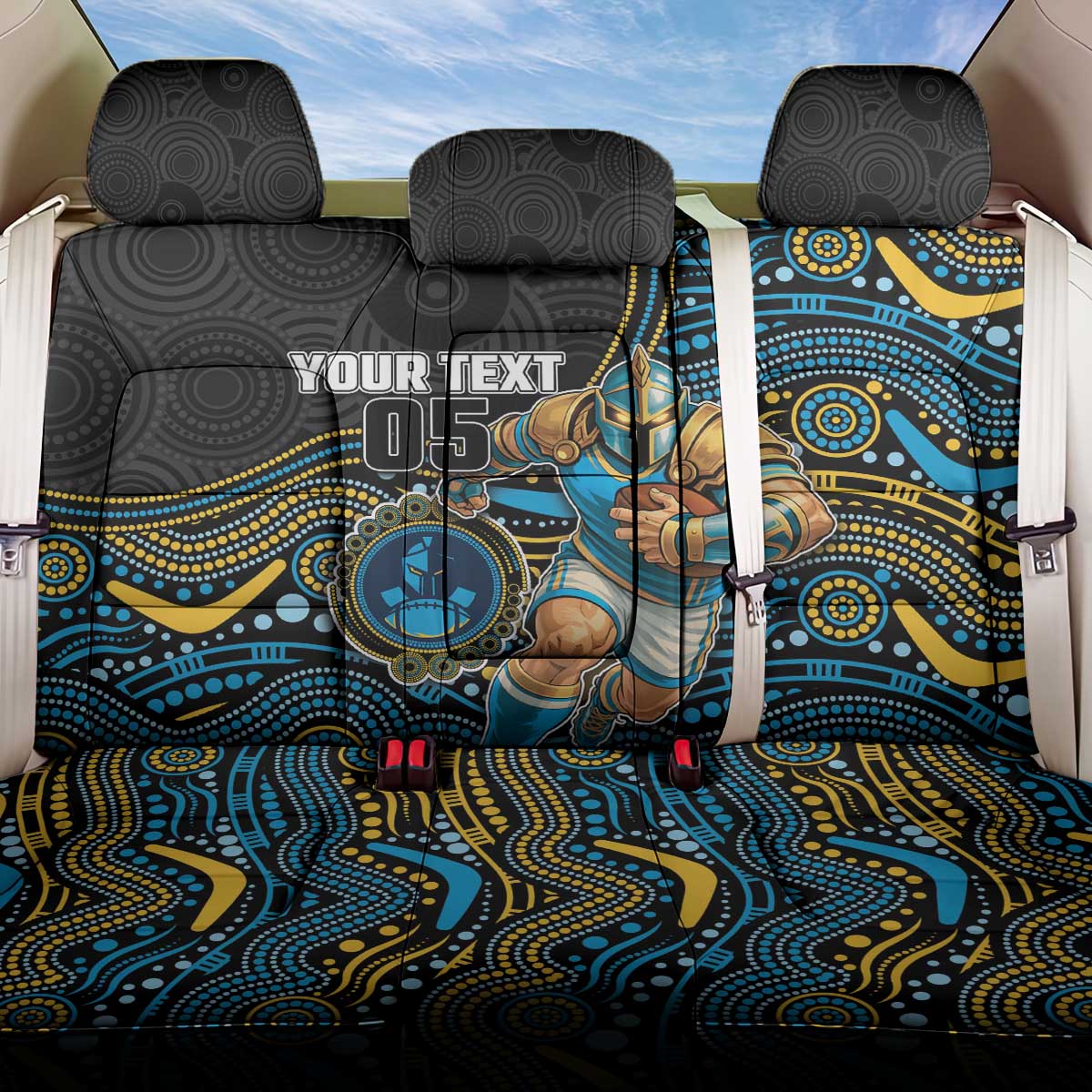 Custom Titans Back Car Seat Cover Knight Mascot With Aboriginal Indigenous