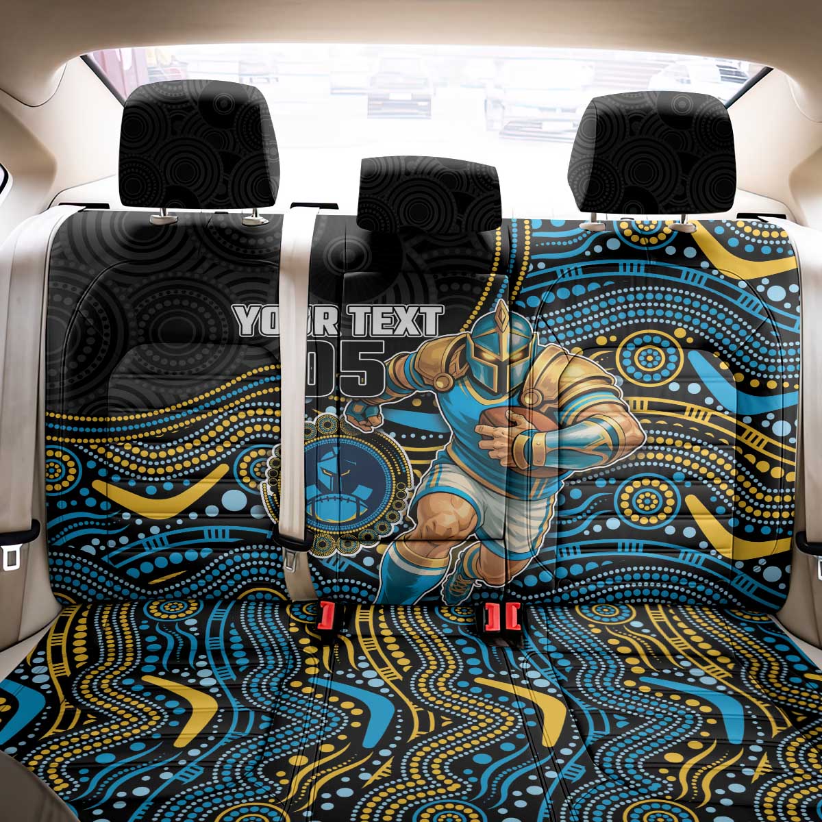Custom Titans Back Car Seat Cover Knight Mascot With Aboriginal Indigenous