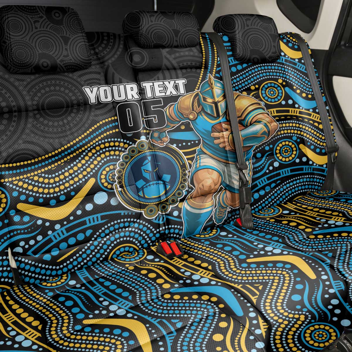 Custom Titans Back Car Seat Cover Knight Mascot With Aboriginal Indigenous