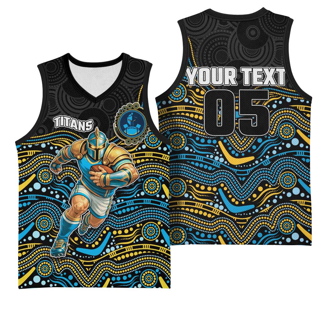 Custom Titans Basketball Jersey Knight Mascot With Aboriginal Indigenous