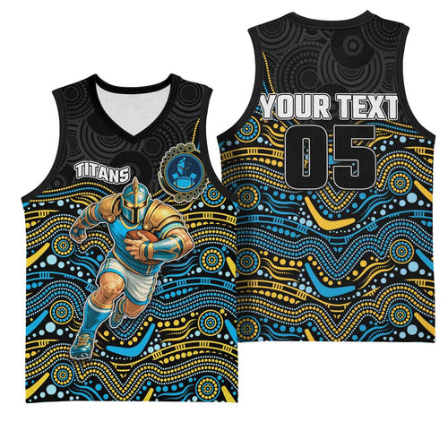 Custom Titans Basketball Jersey Knight Mascot With Aboriginal Indigenous