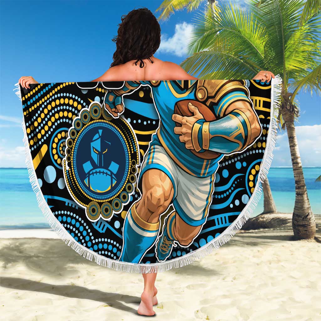 Custom Titans Beach Blanket Knight Mascot With Aboriginal Indigenous