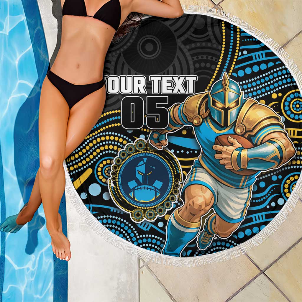 Custom Titans Beach Blanket Knight Mascot With Aboriginal Indigenous