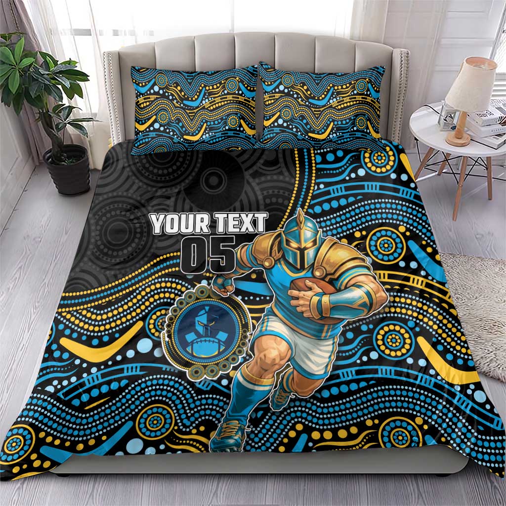 Custom Titans Bedding Set Knight Mascot With Aboriginal Indigenous