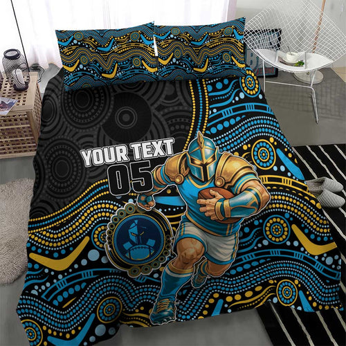 Custom Titans Bedding Set Knight Mascot With Aboriginal Indigenous