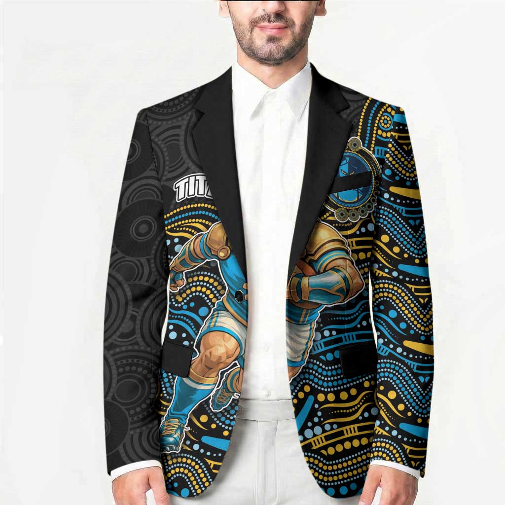 Custom Titans Blazer Knight Mascot With Aboriginal Indigenous