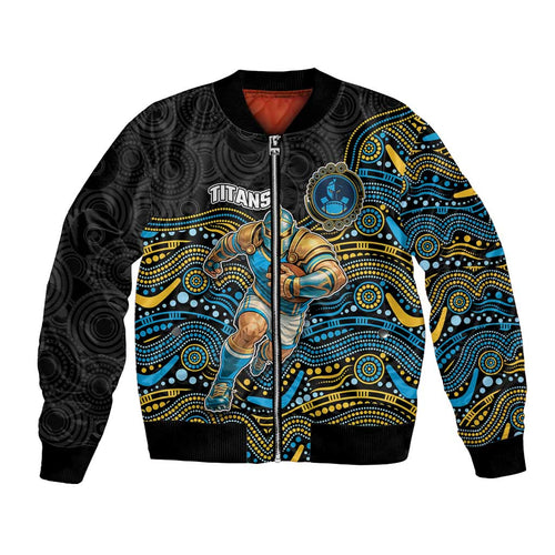 Custom Titans Bomber Jacket Knight Mascot With Aboriginal Indigenous